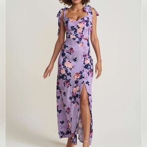 VENUS Tie Shoulder Lavender Floral Maxi Dress Size 20